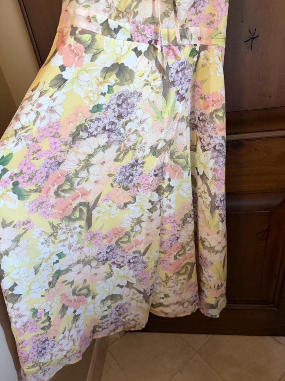 Yumi Kim Ariana Garden Lemon Floral Chiffon Midi Dress Size M - Picture 3 of 9